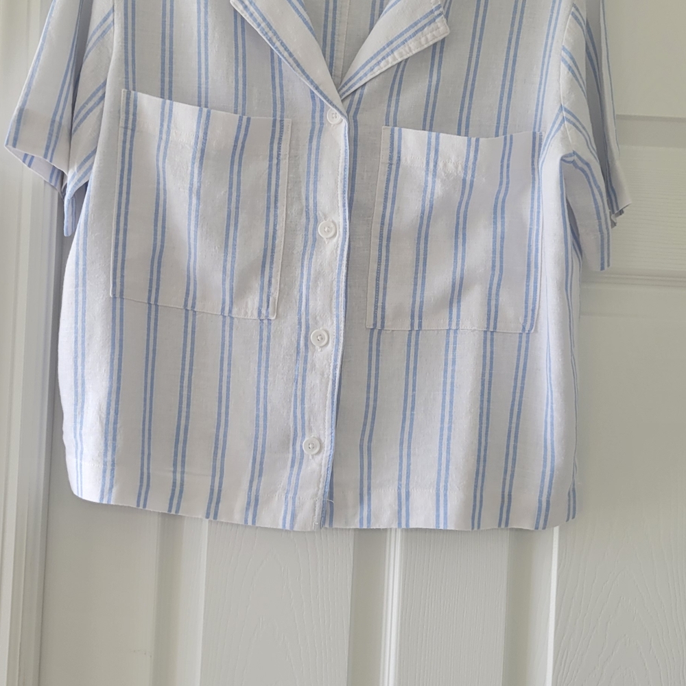 Buffalo By David Bitton White And Blue Stripe Blouse